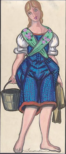 Woman dressed as a milkmaid holding a pail — Sergey Sudeykin
