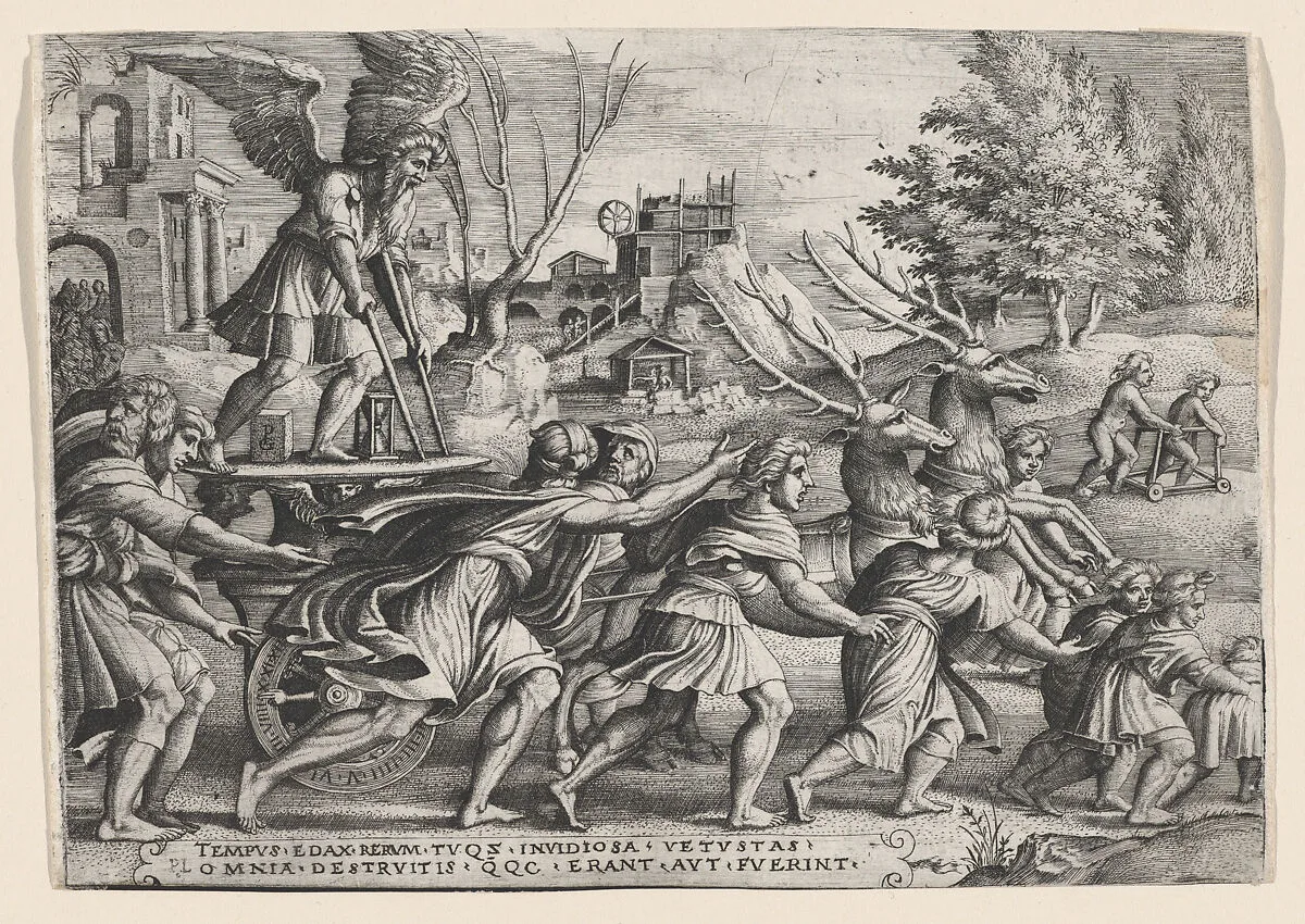 The Triumph of Time on Fame, from "The Triumphs of Petrarch" — Georg Pencz