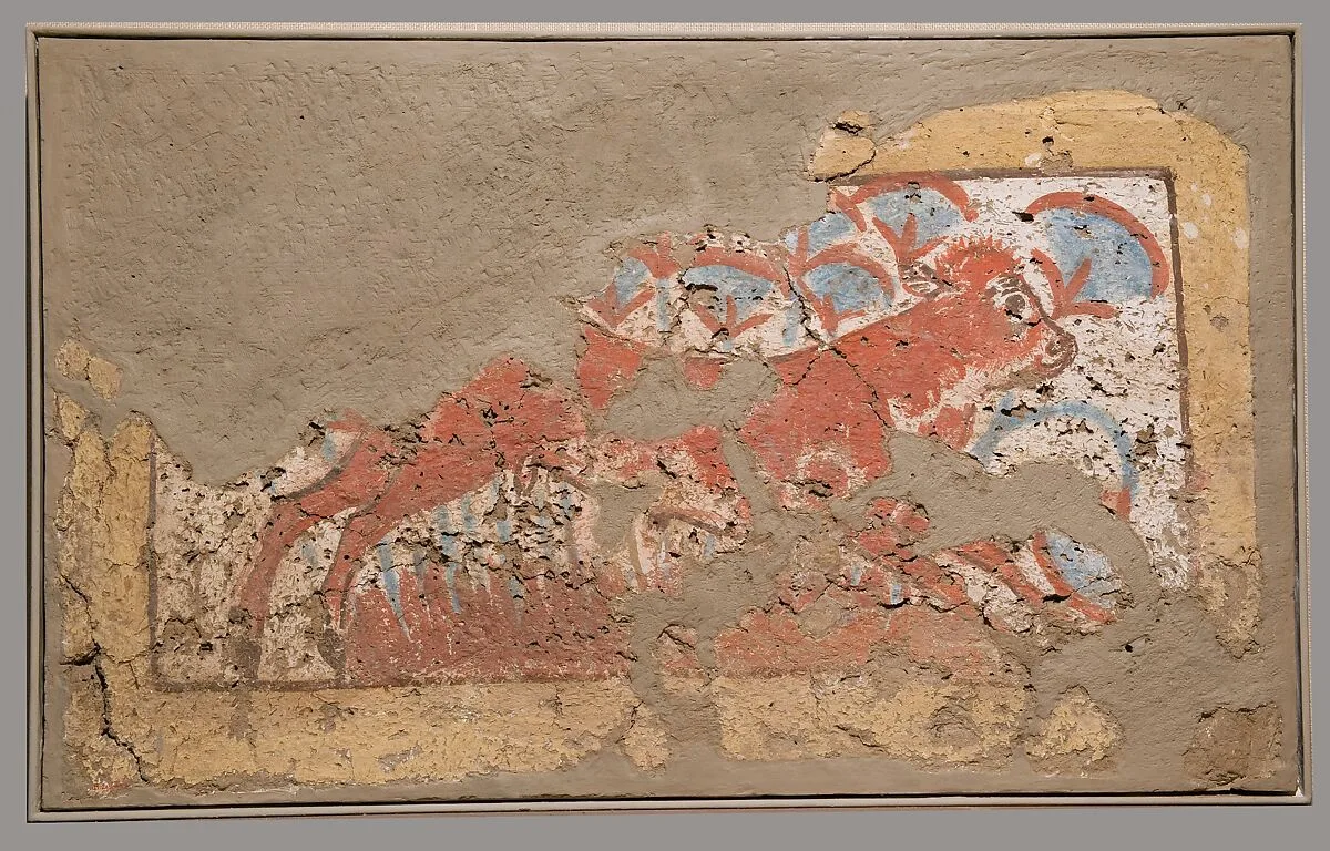 Bench Side-Panel Depicting a Calf in the Marshes — Unknown