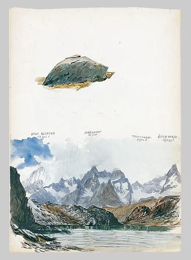 View of Four Mountains from the Gorner Grat, Rock (from "Splendid Mountain Watercolours" Sketchbook)