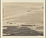 近代  傅抱石  揮弦送鴻圖  軸|Playing the Qin and Watching Geese in Flight