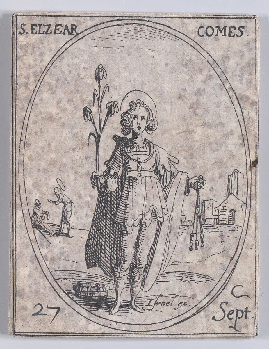 S. Elzear, comte (St. Elzear, Count), September 27th, from "Les Images De Tous Les Saincts et Saintes de L'Année" (Images of All of the Saints and Religious Events of the Year) — Jacques Callot|Israël Henriet