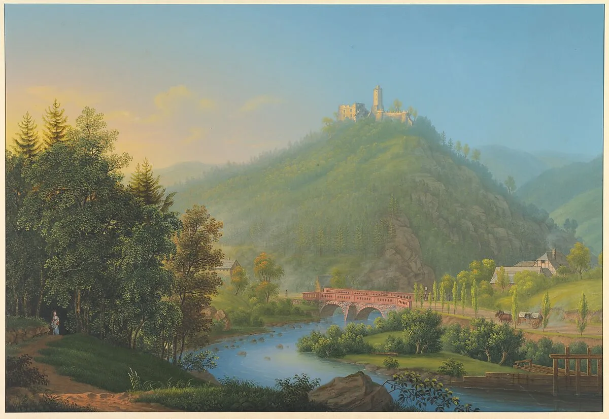 View of Kynsburg over the Weistritz River Valley in Silesia — Johann Heinrich Bleuler