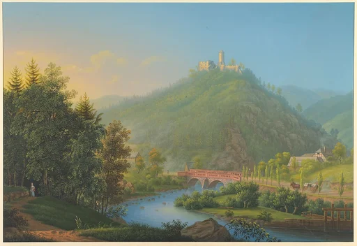 View of Kynsburg over the Weistritz River Valley in Silesia
