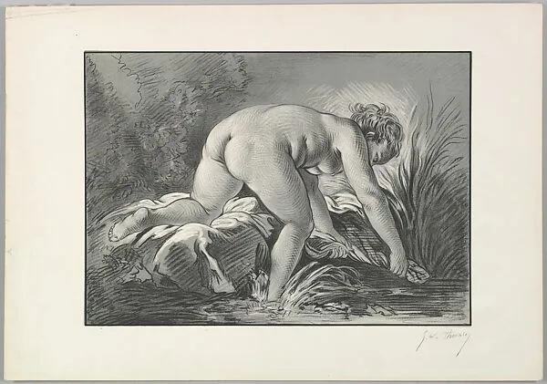 Woman Washing Linen in a Stream — George William Thornley|François Boucher
