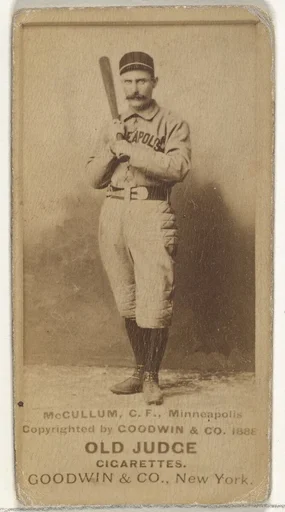 Thomas McCallum, Center Field, Minneapolis, from the Old Judge series (N172) for Old Judge Cigarettes