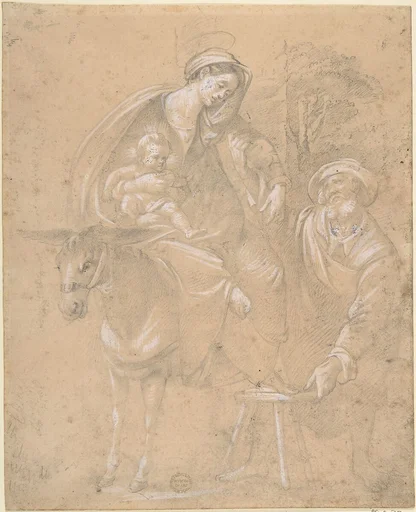 Copy of a Repose in Egypt painted by Giovanni da San Giovanni (Giovanni Mannozzi) 1592–1636, for a chapel in the Garden of Crocetta, now in the Accademia in Florence