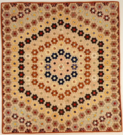 Quilt (or decorative throw). Hexagon or Mosaic pattern