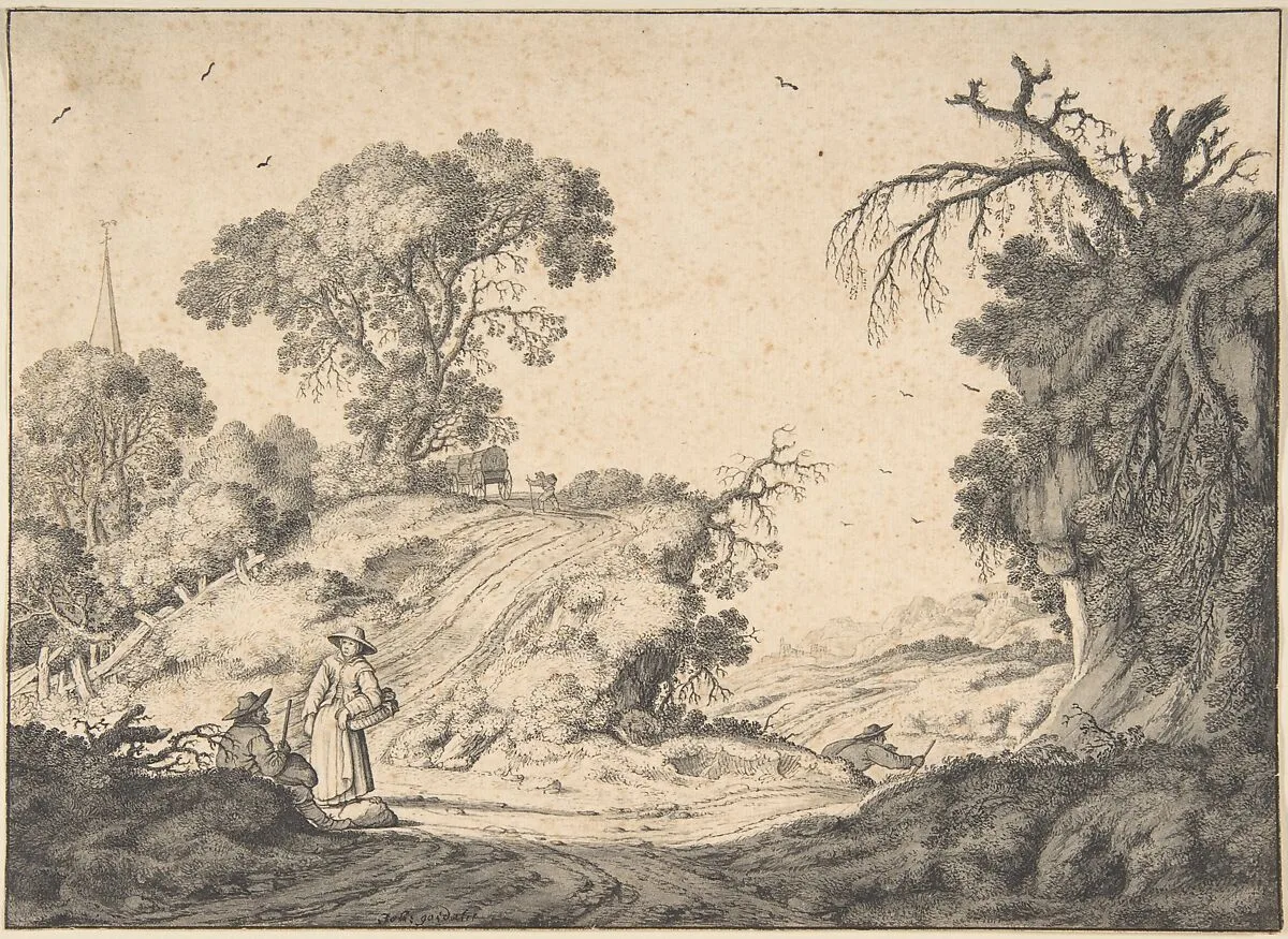 Peasant Couple in an Extensive Landscape — Johannes Goedaert