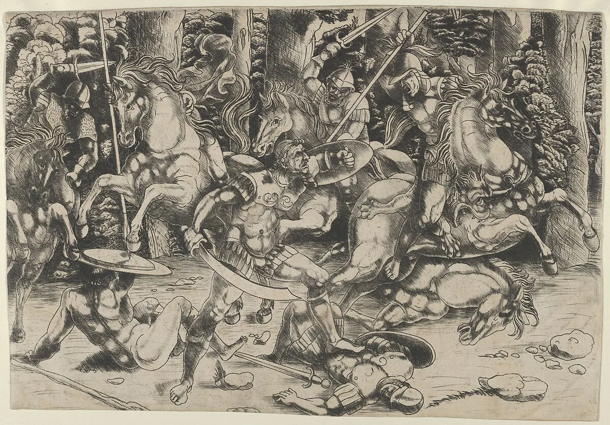 A battle of soldiers some on horseback — Master of 1515
