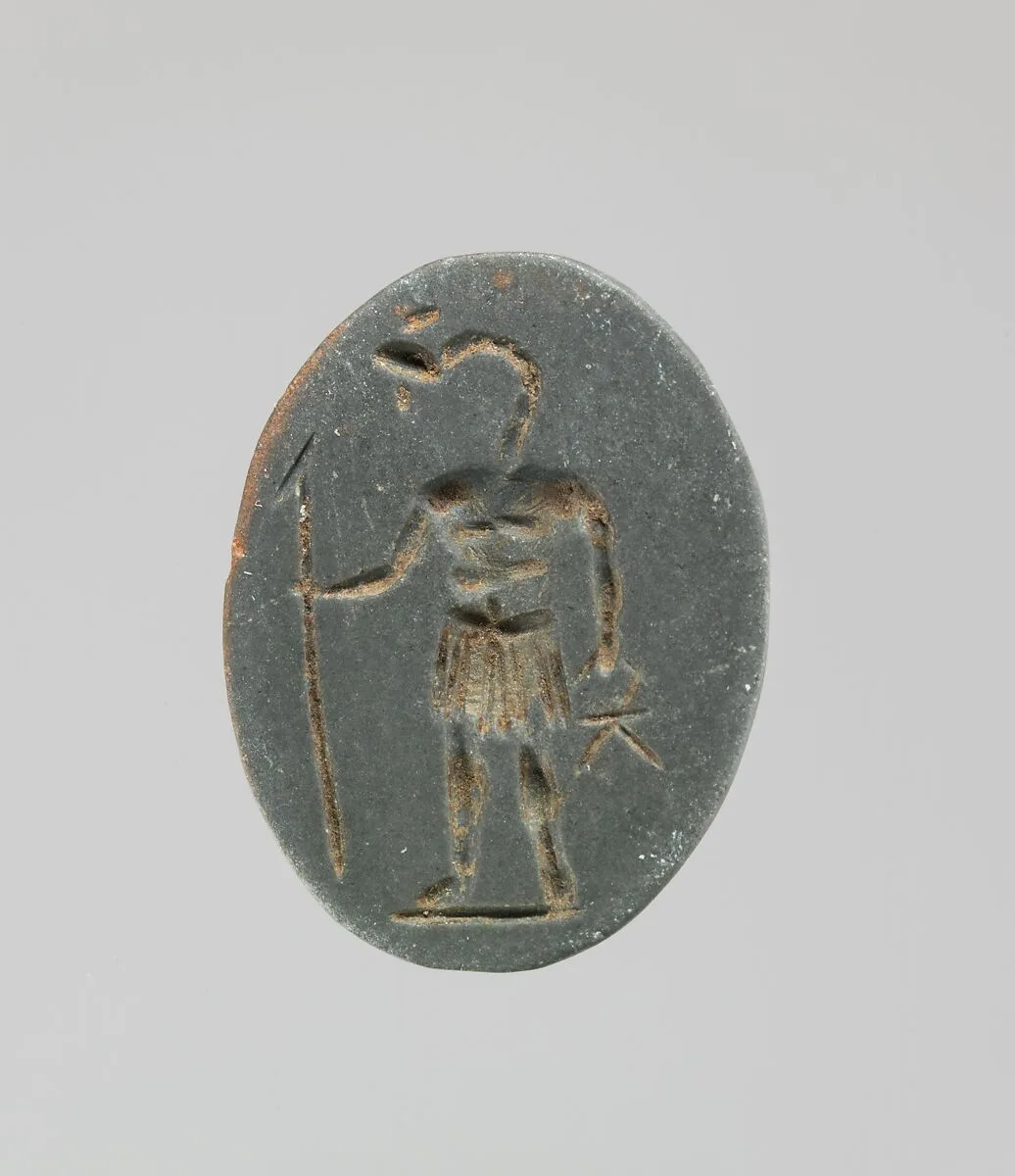 Ironstone intaglio: Snake-headed Genius — Unknown