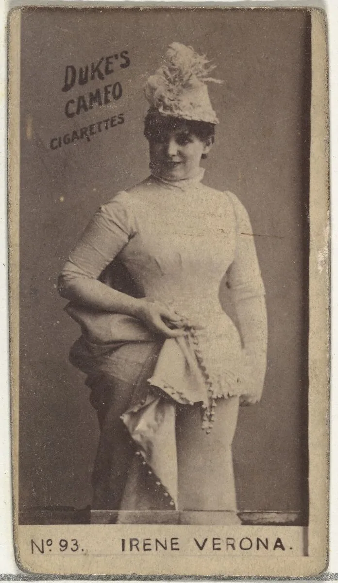Card Number 93, Irene Verona, from the Actors and Actresses series (N145-4) issued by Duke Sons & Co. to promote Cameo Cigarettes — W. Duke, Sons & Co.