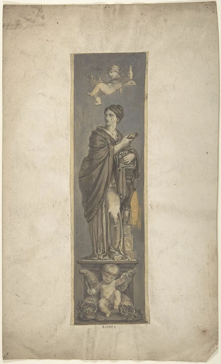 Wall Decoration with Allegorical Figure of Riches — Anonymous, British, 19th century