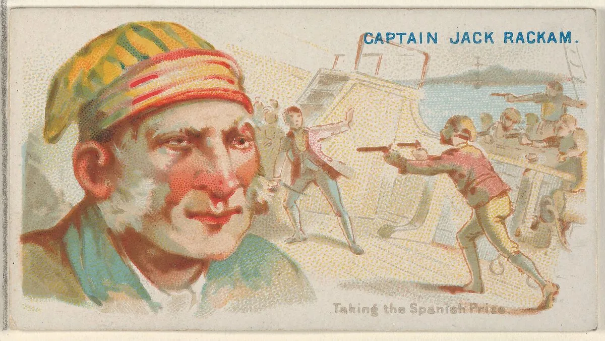 Captain Jack Rackham, Taking the Spanish Prize, from the Pirates of the Spanish Main series (N19) for Allen & Ginter Cigarettes — George S. Harris & Sons|Allen & Ginter