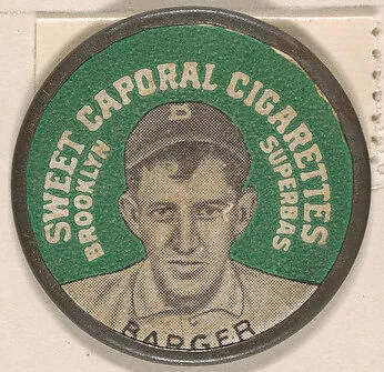 Barger, Brooklyn Superbas (green), from the Domino Discs series (PX7), issued by Kinney Brothers — Kinney Brothers Tobacco Company