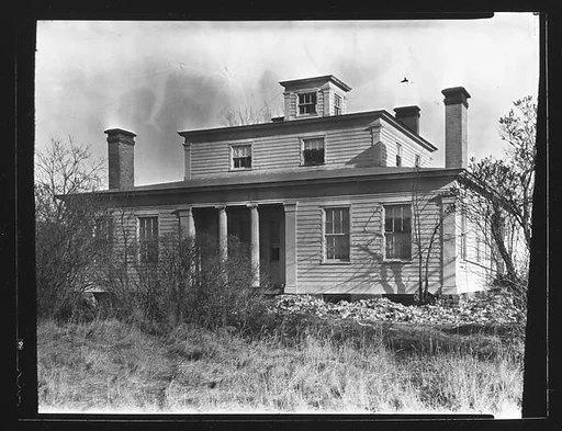 [Greek Revival House with Recessed Entry Porch and Belltower Apartment]