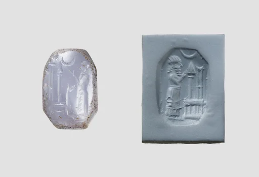 Stamp seal (octagonal pyramid) with cultic scene