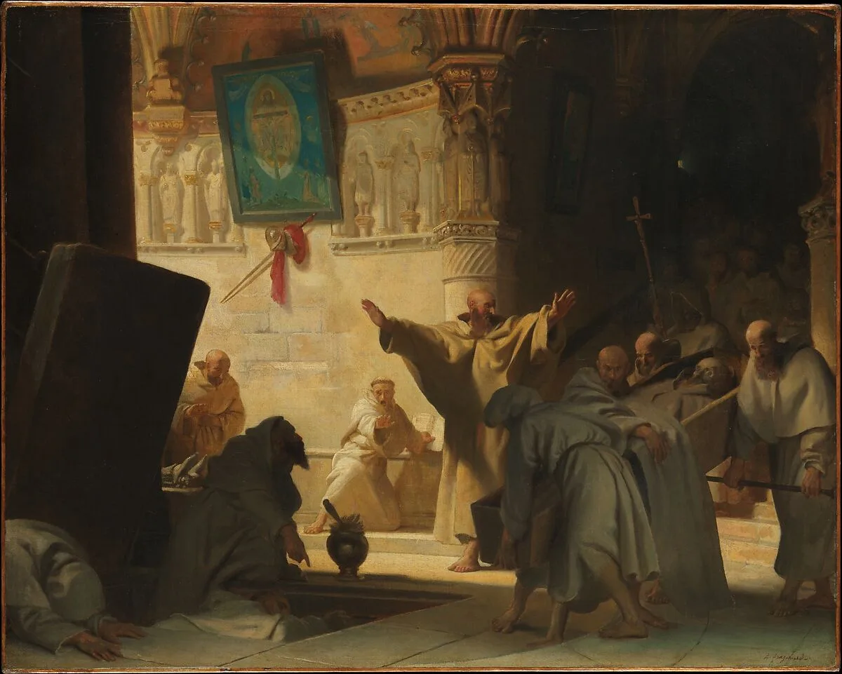 Dramatic Scene with Monks in a Crypt — Alexandre Evariste Fragonard