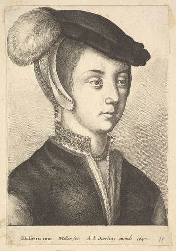 Young woman wearing a feathered cap