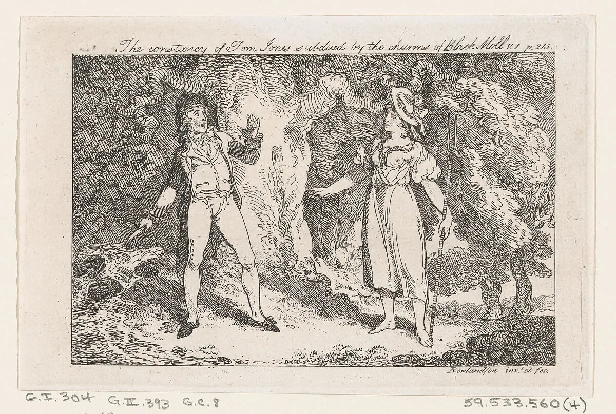 The constancy of Tom Jones subdued by the charms of Black Moll, from "The History of Tom Jones, a Foundling" — Henry Fielding|Thomas Rowlandson