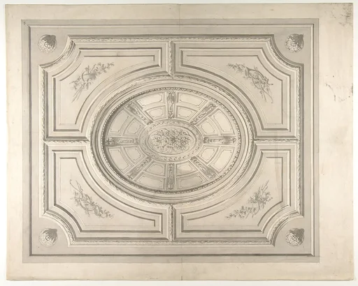 Design for a ceiling with trophies and a trompe l'oeil coffers