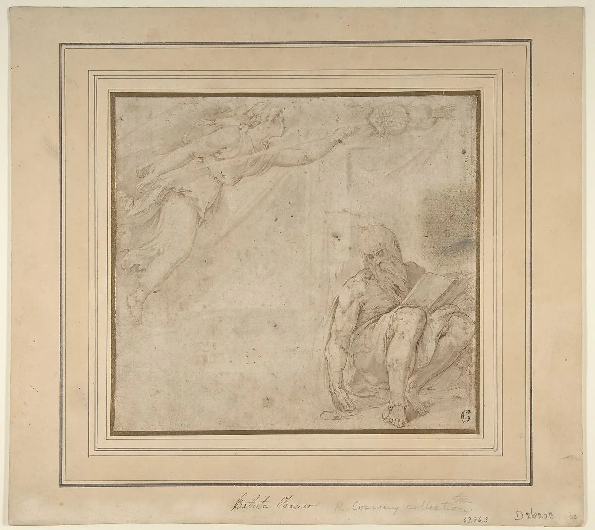 Allegory with a Flying Victory and a Seated Bearded Man with a Book — Battista Franco