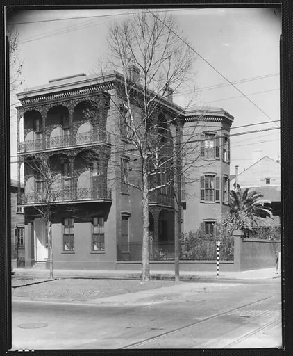 [Cast-Iron Balconied House on Corner, New Orleans, Louisiana]