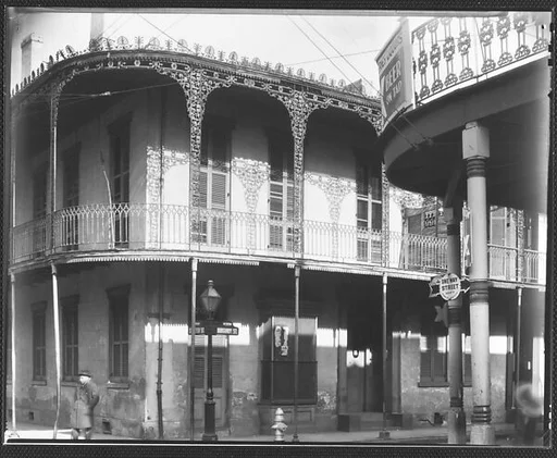 [Corner House with Cast-Iron Balcony, New Orleans, Louisiana]