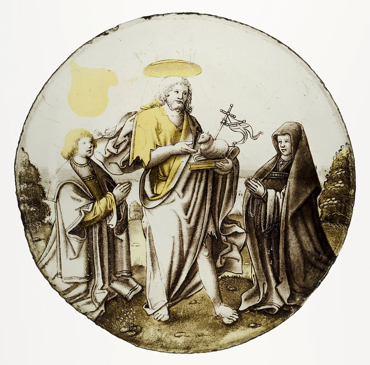 Roundel with Saint John the Baptist and Donors — Unknown