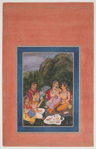 "Princess with Attendants Picnicking in the Open Air", Folio from the Davis Album