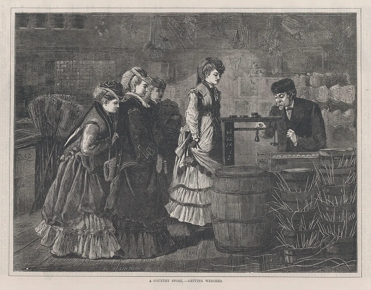 A Country Store – Getting Weighed (Every Saturday, Vol. II, New Series) — Winslow Homer|William James Linton|James R. Osgood & Co.