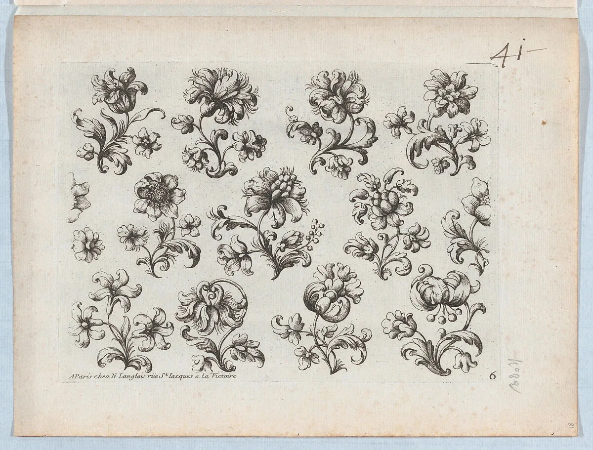 Series of Small Flower Motifs, Plate 6 — Paul Androuet Ducerceau|Nicolas Langlois