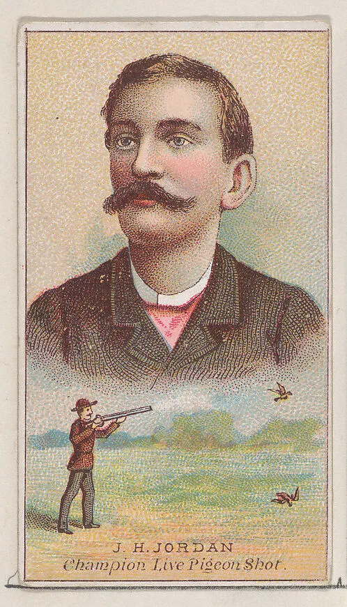 J.H. Jordan, Champion Live Pigeon Shot, from the Champions of Games and Sports series (N184, Type 2) issued by W.S. Kimball & Co. — W.S. Kimball & Co.