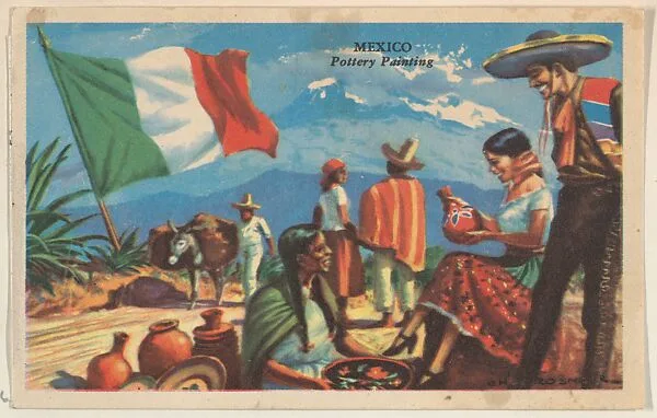 Mexico, Pottery Painting, bakery card from the Missions series (D38), issued by Bell Bakeries, Inc. — Bell Bakeries, Inc.