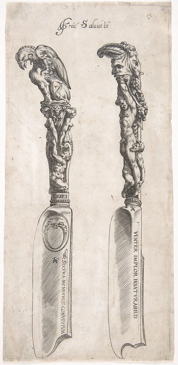 Design for Two Knife Handles — Cherubino Alberti (Zaccaria Mattia)|Francesco Salviati (Francesco de' Rossi)
