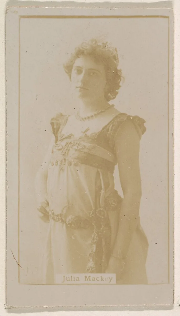 Julia Mackey, from the Actresses series (N245) issued by Kinney Brothers to promote Sweet Caporal Cigarettes — Kinney Brothers Tobacco Company
