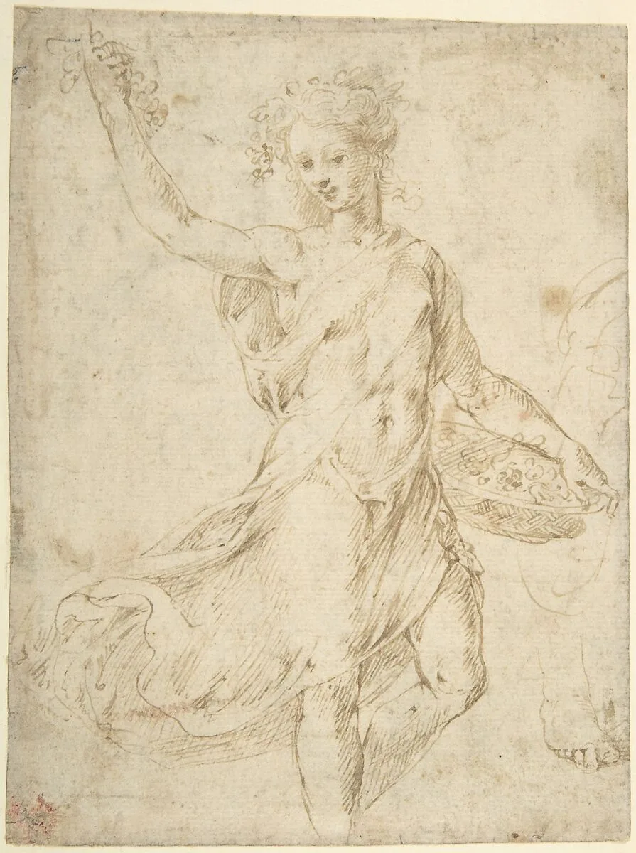 Flora (recto); Mountainous Landscape with Buildings (verso) — Anonymous, Italian, 16th century
