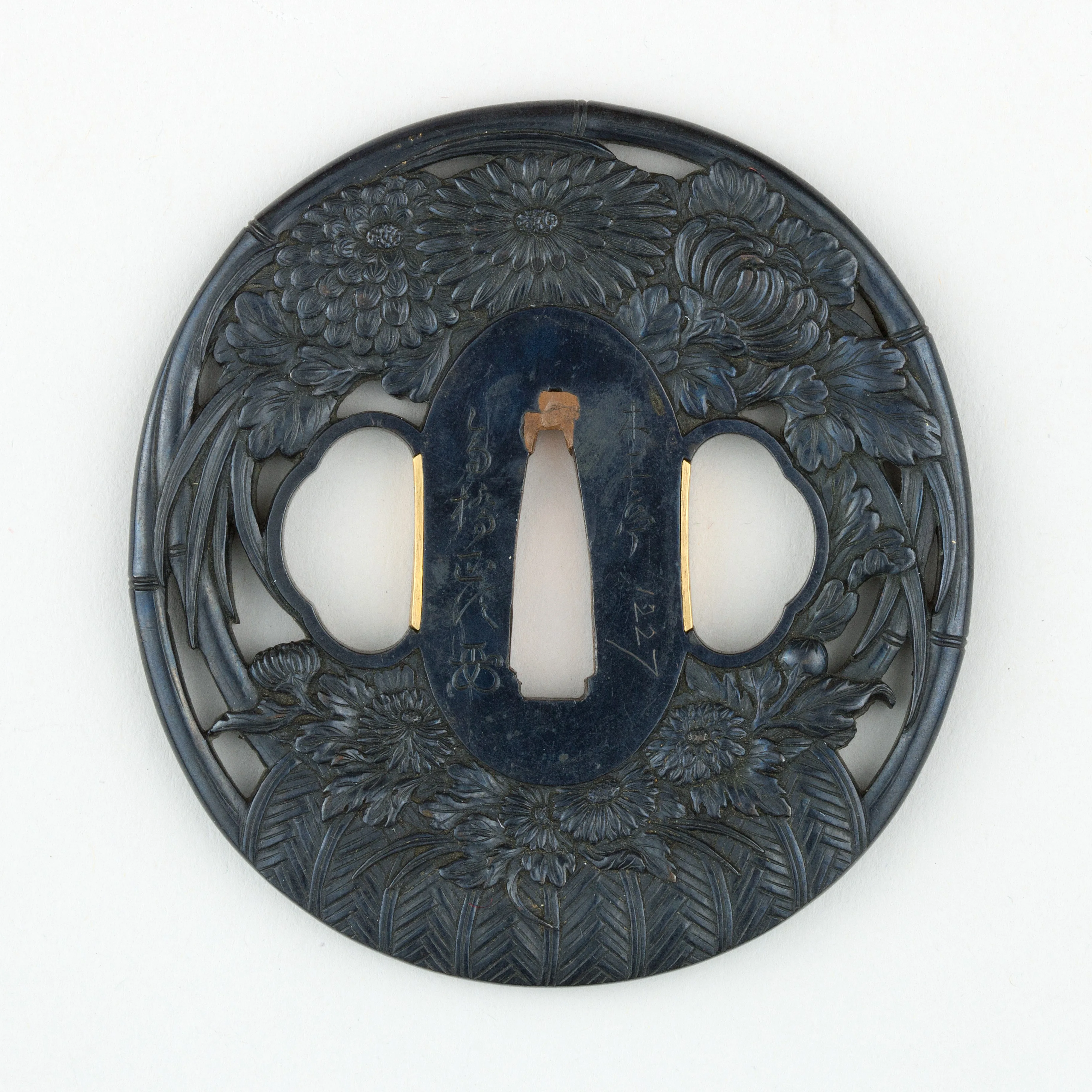 Sword guard (<i>Tsuba</i>) with Flower Basket Motif (花籠図鐔) — Unknown