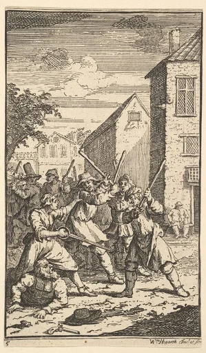 Hudibras Vanquished by Trulla (Seventeen Small Illustrations for Samuel Butler's Hudibras, no. 5)