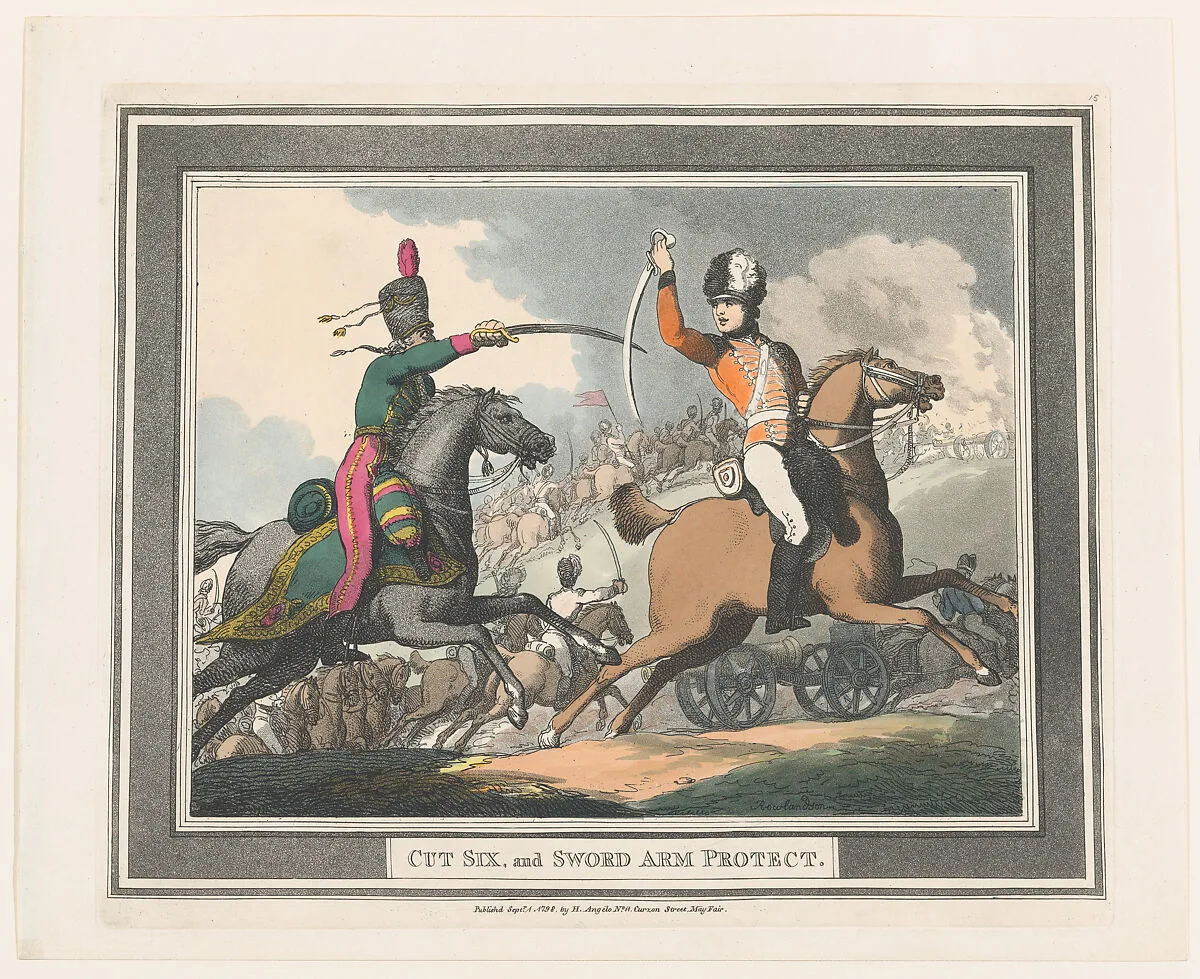 Cut Six, and Sword Arm Protect — Henry Angelo|Thomas Rowlandson