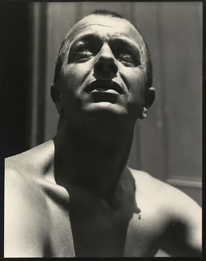 [Man, Shirtless, Looking Up]