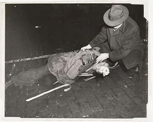 Tramp on Lower East Side Hit by a Taxi