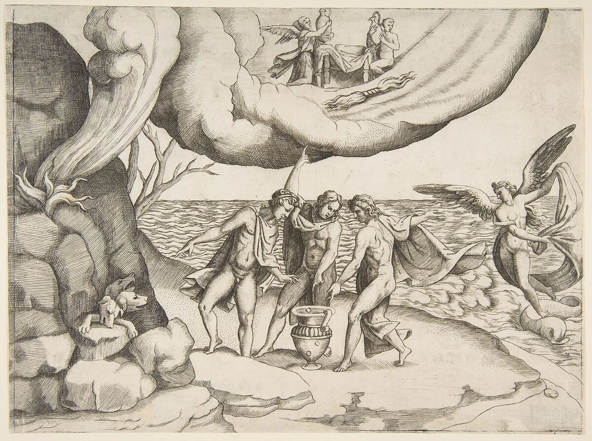 Jupiter, Neptune and Pluto dividing the universe, from "Division of the Universe" — Giulio Bonasone