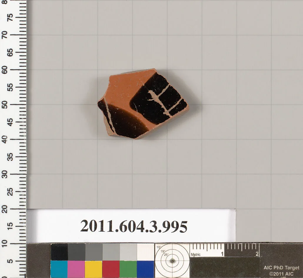 Terracotta fragment of a lekanis lid (covered dish) — Unknown