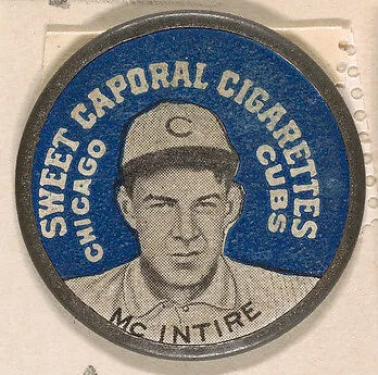 McIntire, Chicago Cubs (blue), from the Domino Discs series (PX7), issued by Kinney Brothers — Kinney Brothers Tobacco Company