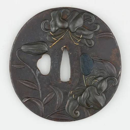 Sword Guard (Tsuba) with Lily Motif (百合図鐔)