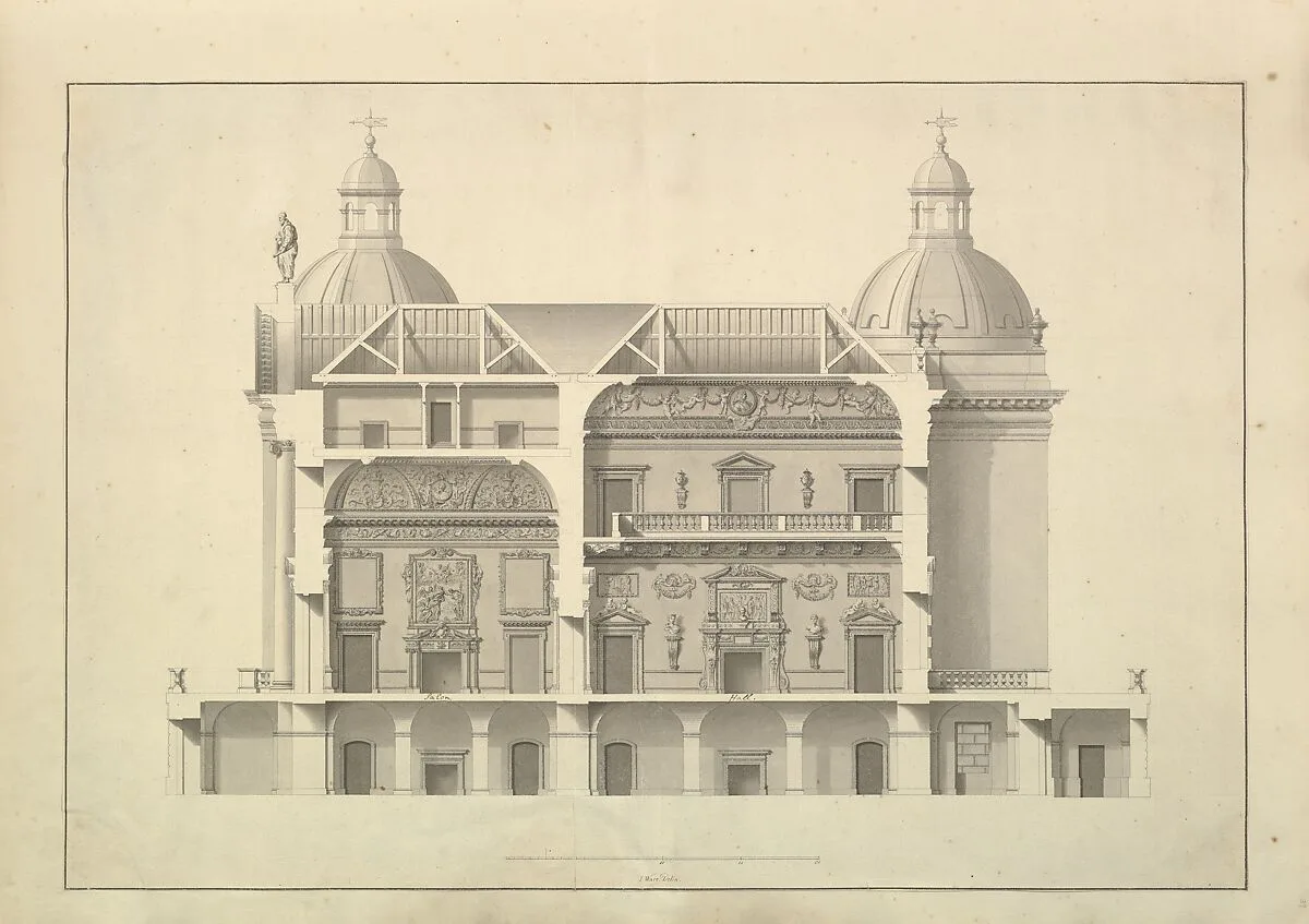 Transverse Section, Houghton Hall, Norfolk — Isaac Ware