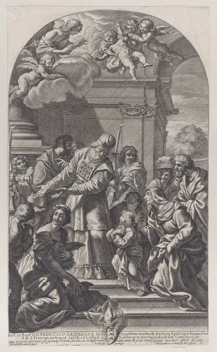 The presentation of the Virgin in the Temple — Christoph Lederwasch|Giovanni Francesco Romanelli