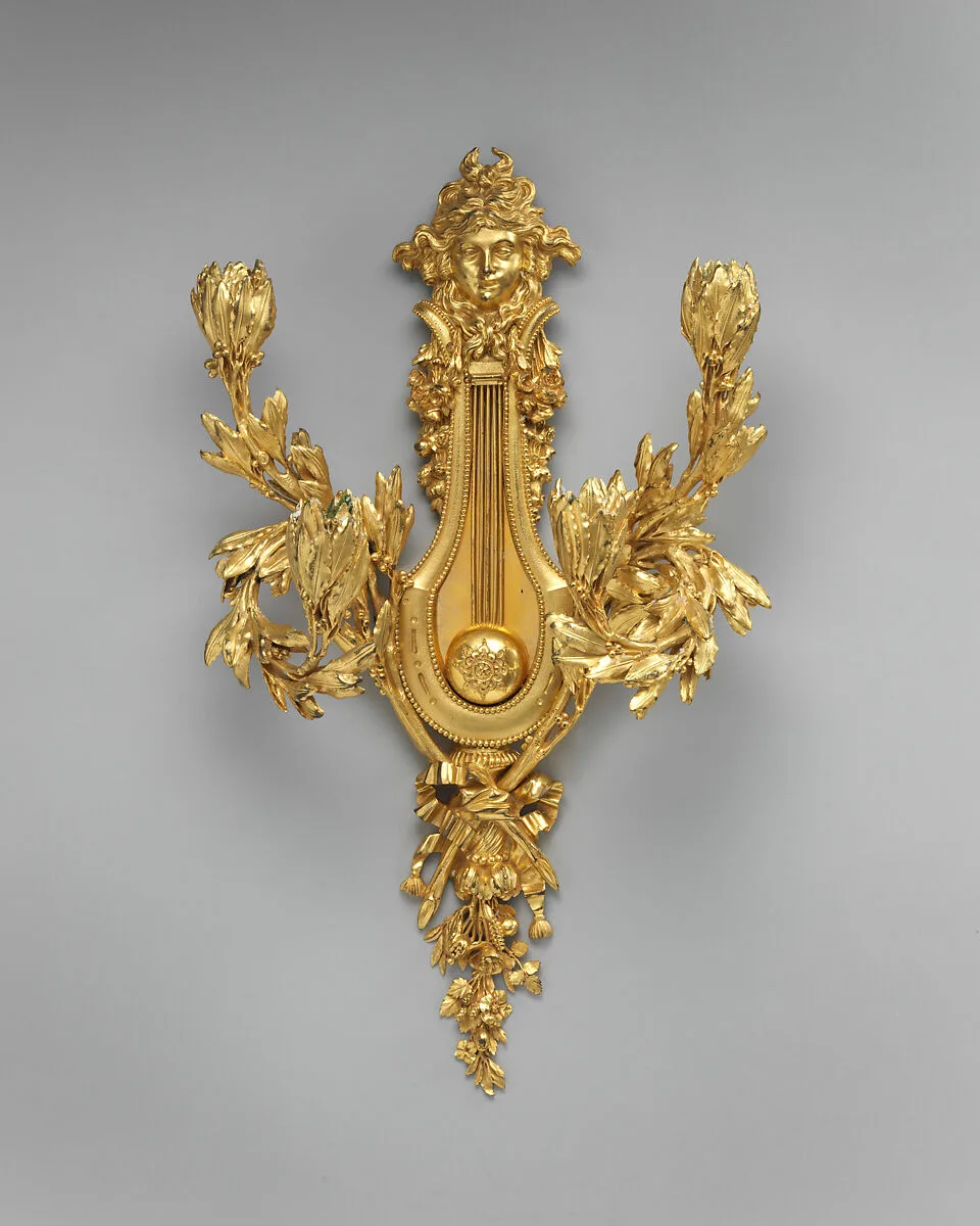 Four-branched wall light in form of lyre (one of a set of four) — Unknown