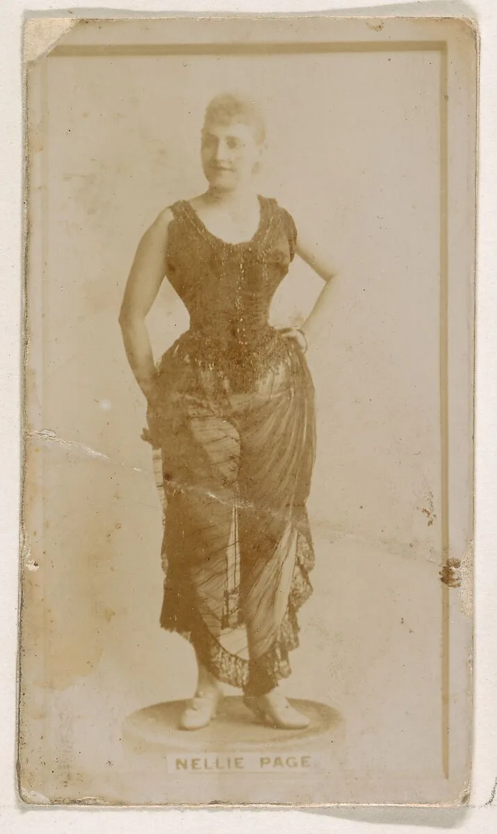 Nellie Page, from the Actresses series (N245) issued by Kinney Brothers to promote Sweet Caporal Cigarettes — Kinney Brothers Tobacco Company